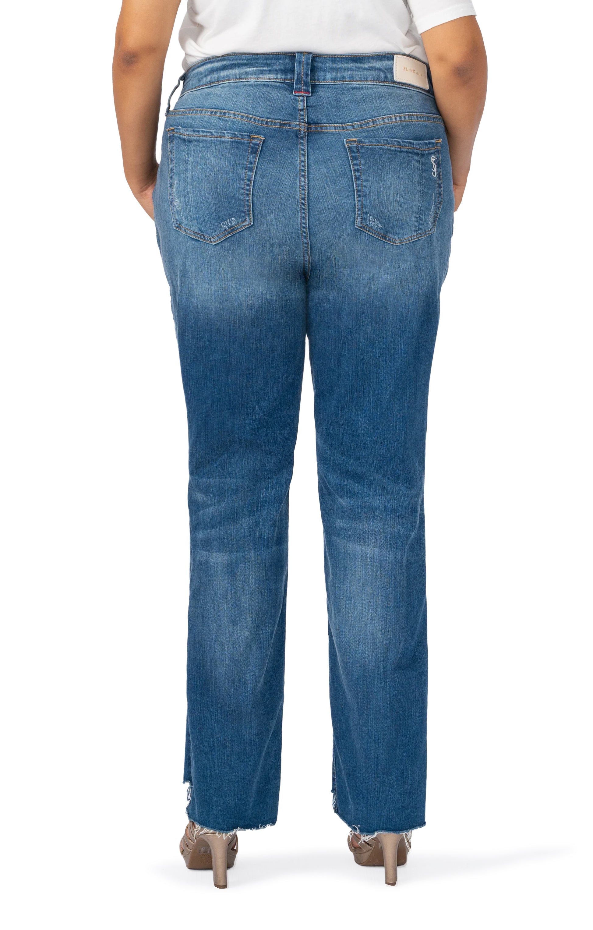 Denim High Rise Straight with step hem in 32" inseam - Mabel - SLINK JEANS