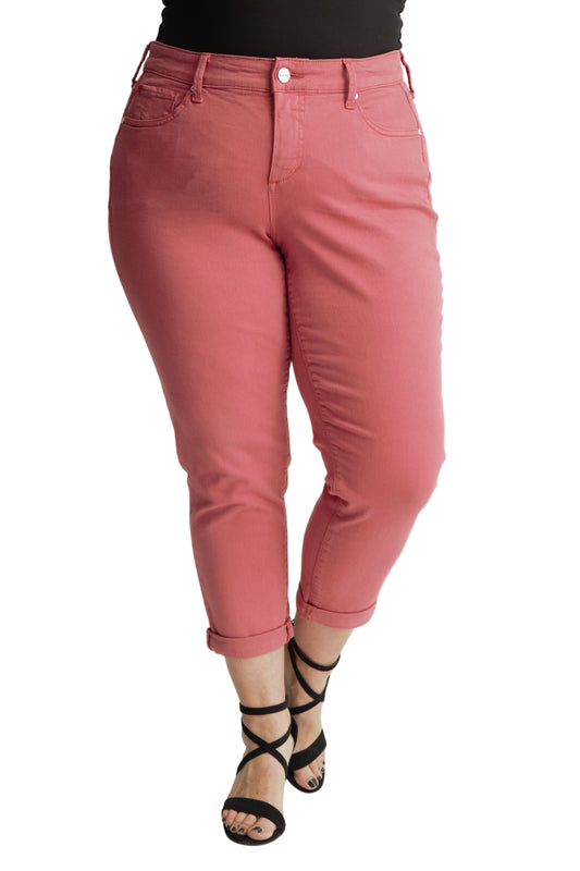 Color Mid rise boyfriend rolled in 25.5" inseam - Cayenne