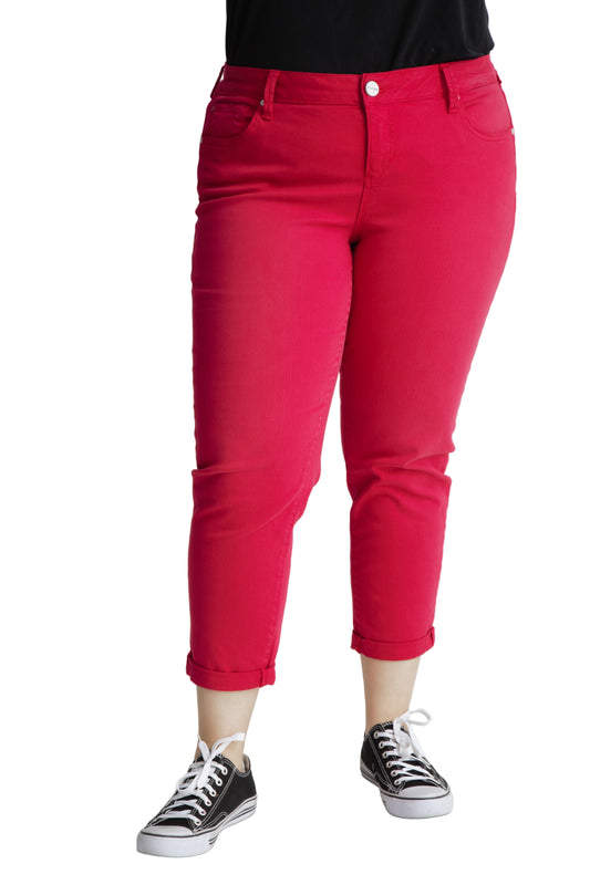 Color Mid Rise Boyfriend rolled in 25.5" inseam - Popper