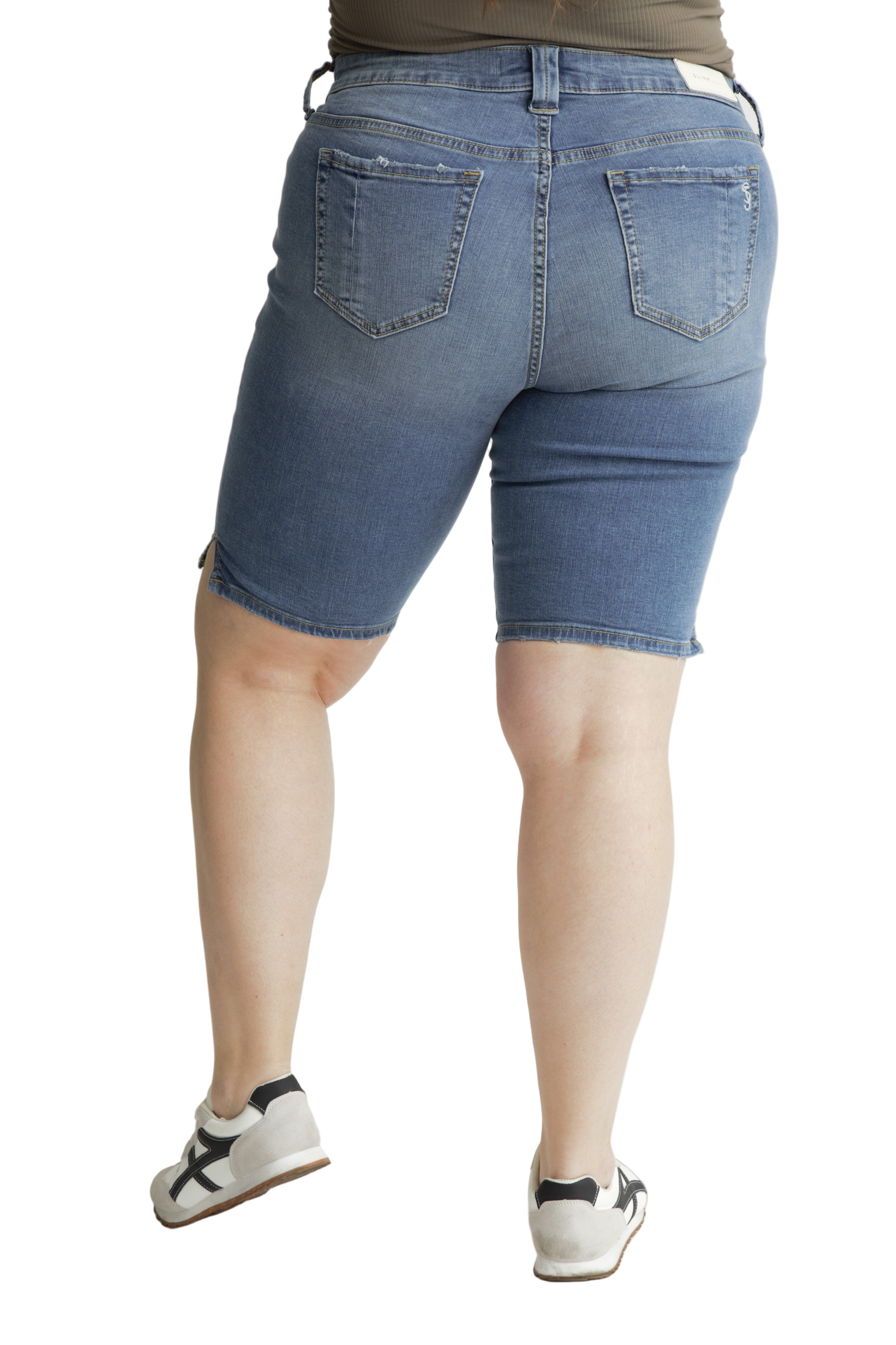 Denim Bermuda shorts with side vents in 11.5" inseam - Amara - SLINK JEANS