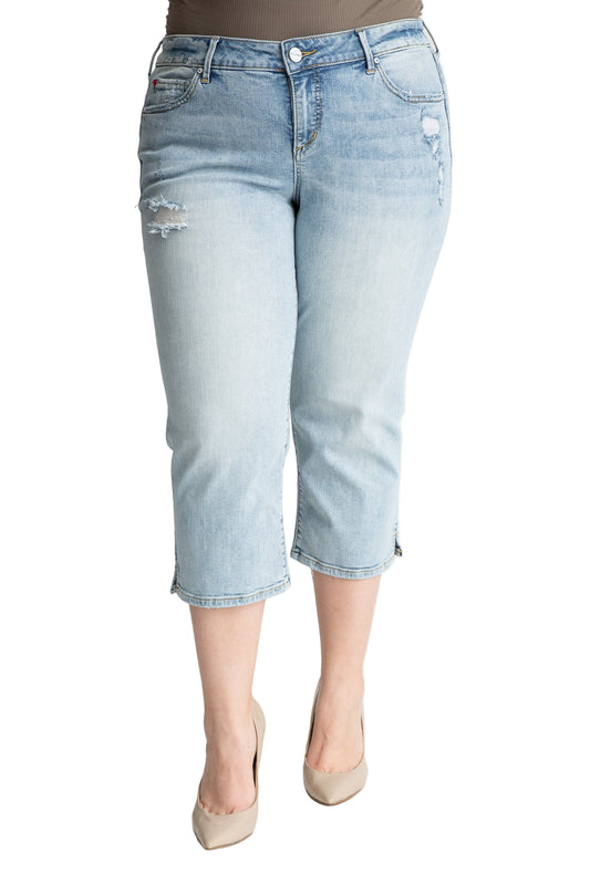 Denim Mid Rise Straight Crop with Slit in 22.5" inseam - Louise