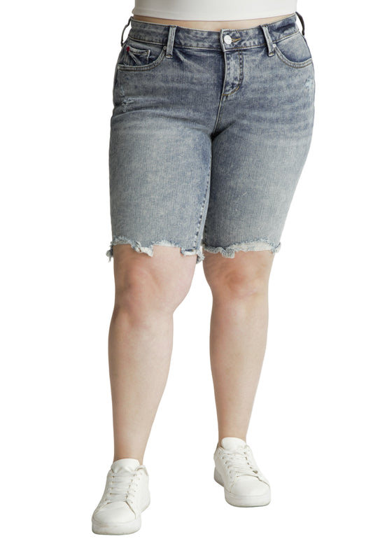 Denim Bermuda shorts with Frayed Hem in 11" inseam - Flow - SLINK JEANS