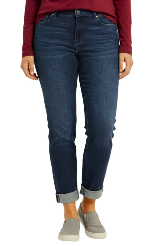 Denim Mid Rise Boyfriend rolled in 28" inseam - Zinnia