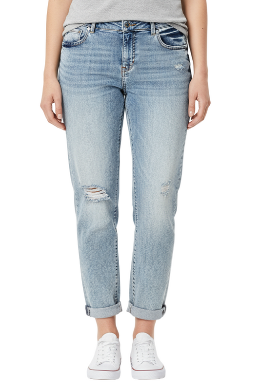 Denim Mid Rise Boyfriend rolled in 28" inseam - Isolde - SLINK JEANS
