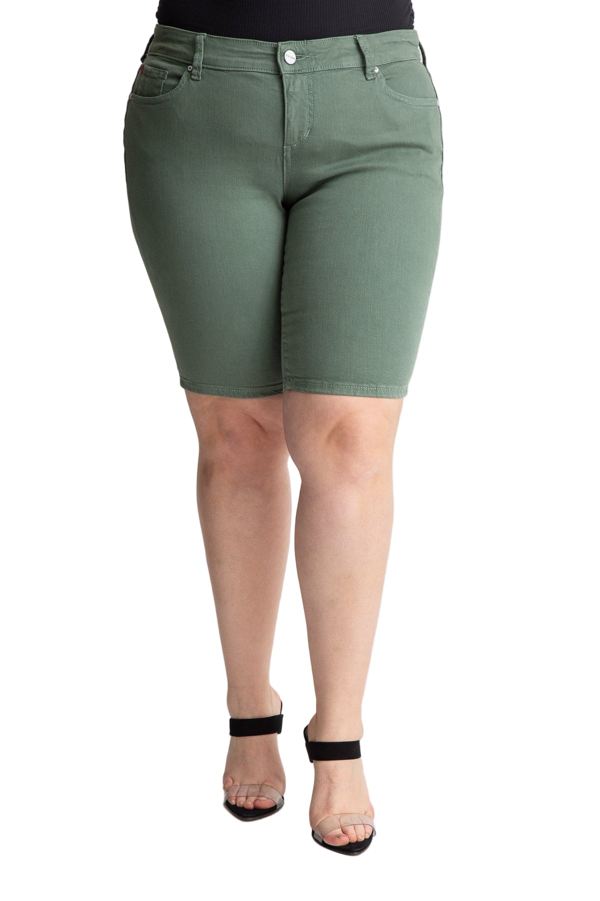 Color Mid Rise Bermuda shorts in 11" inseam - Myrtle - SLINK JEANS