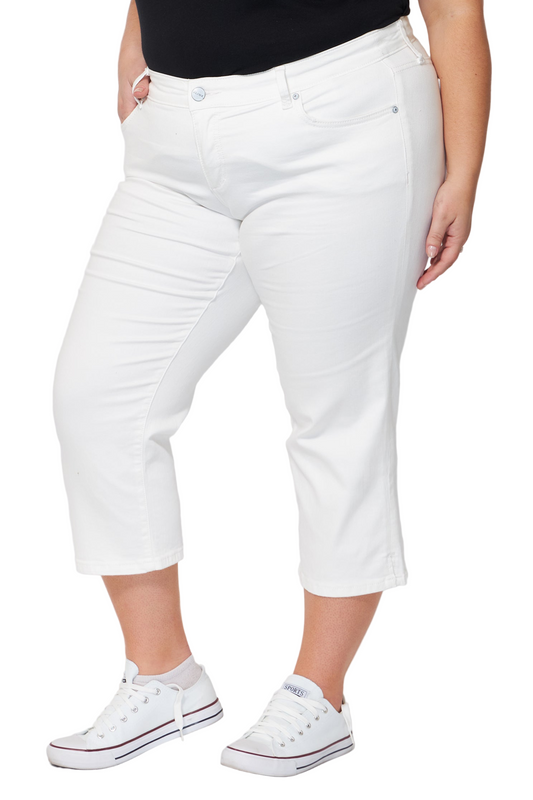 Color Mid Rise Crop - Optical White - SLINK JEANS