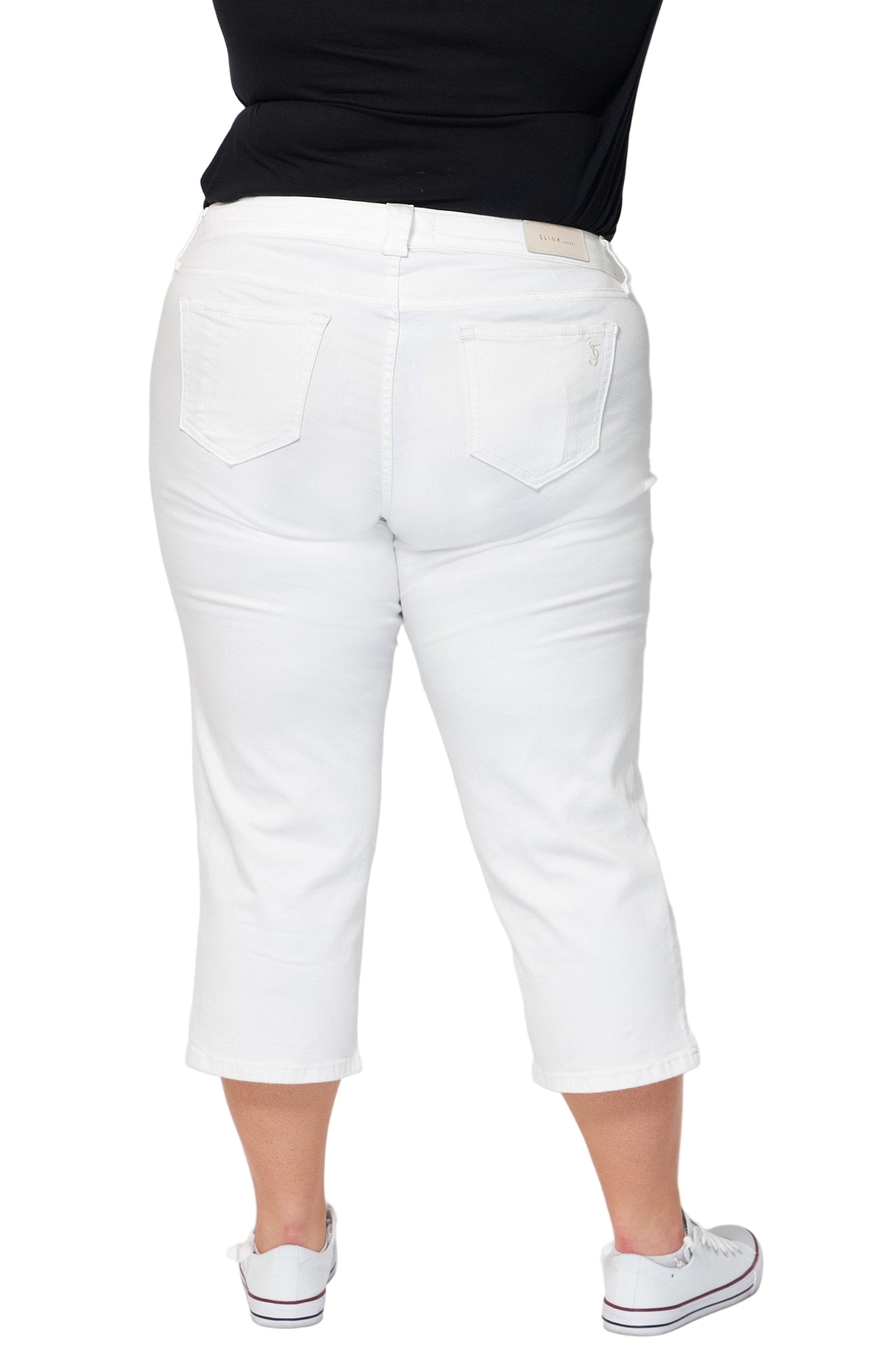 Color Mid Rise Crop - Optical White - SLINK JEANS