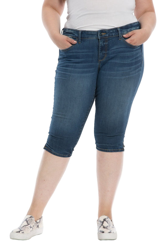 Denim Crop with side vents in 18" inseam - Tenley - SLINK JEANS
