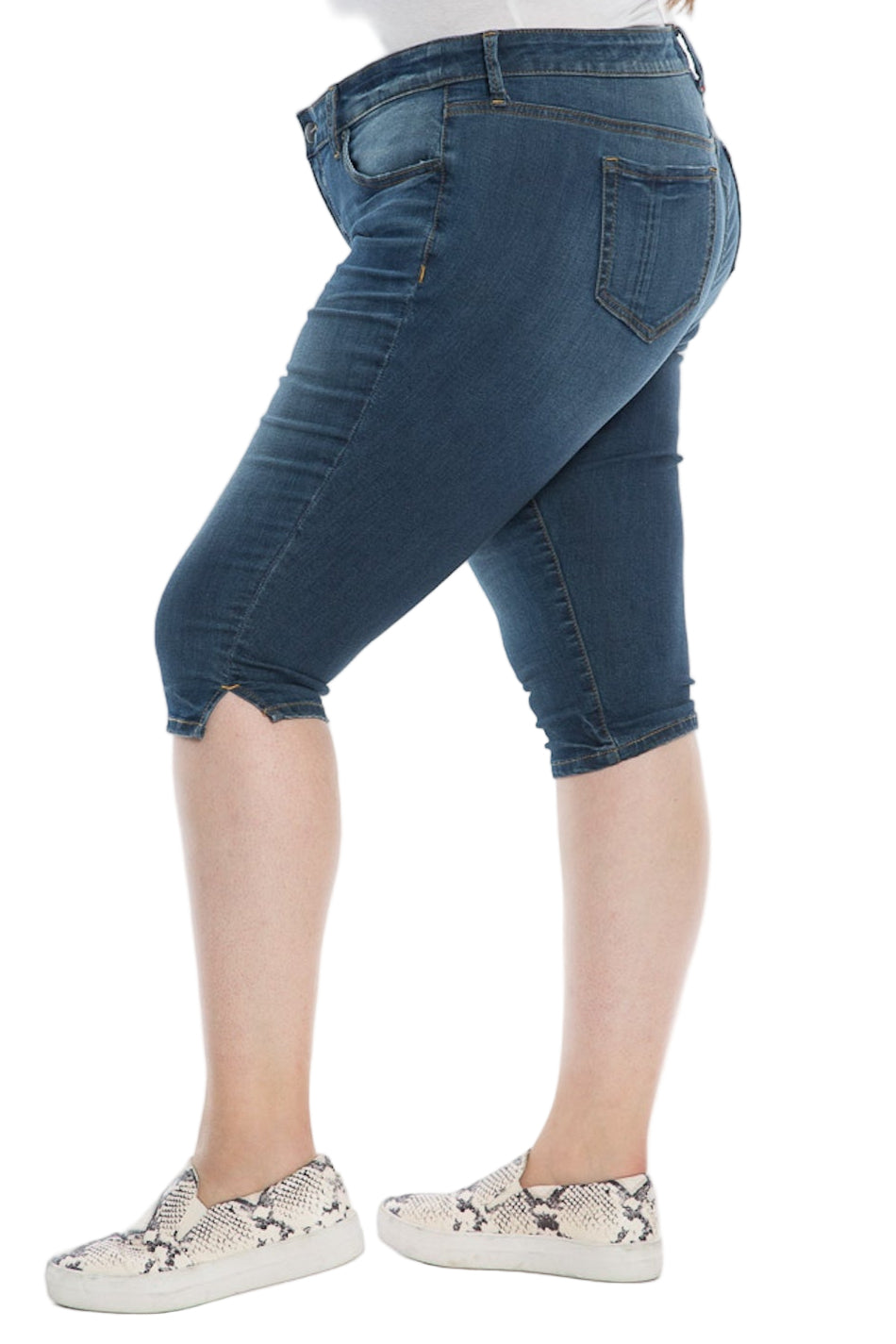 Denim Crop with side vents in 18" inseam - Tenley - SLINK JEANS