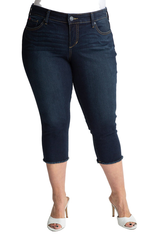 Denim crop with Frayed Hem in 21" inseam - Baylor - SLINK JEANS