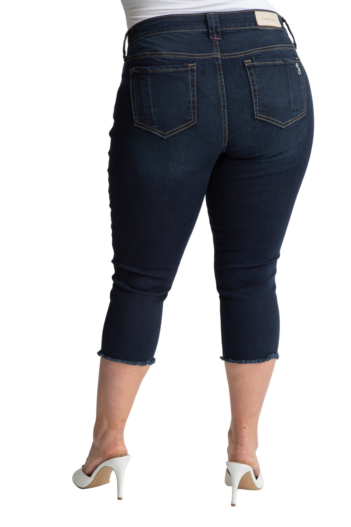 Denim crop with Frayed Hem in 21" inseam - Baylor - SLINK JEANS