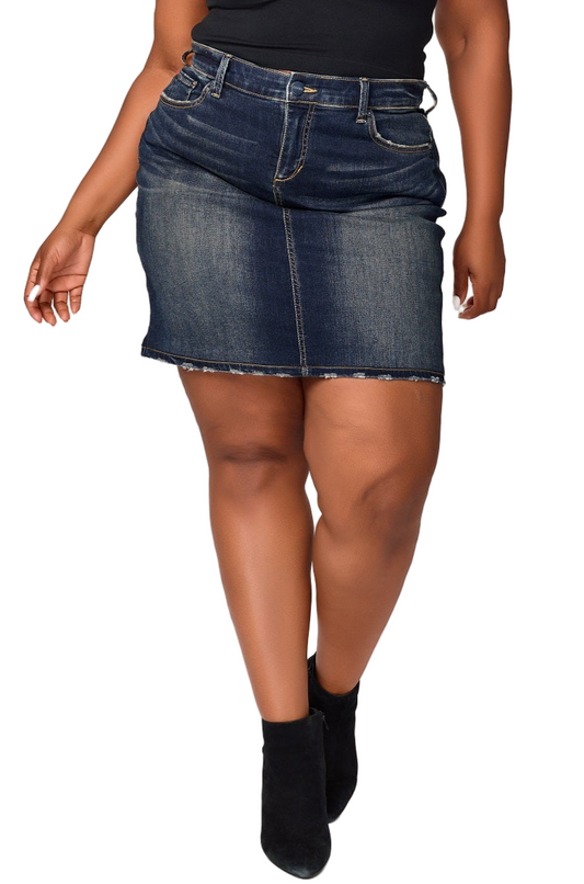 Denim knee length skirt in 23" length - Roselyn