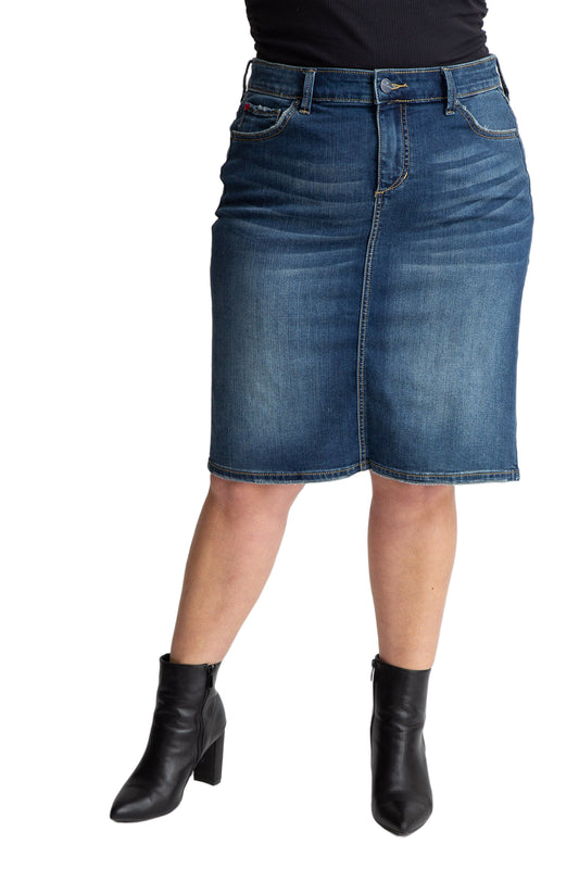 Denim knee length skirt in 23" length - Virginia