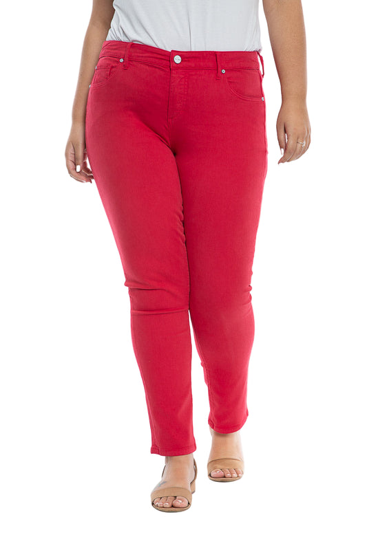 Color Mid Rise Slim - Rose Red - SLINK JEANS