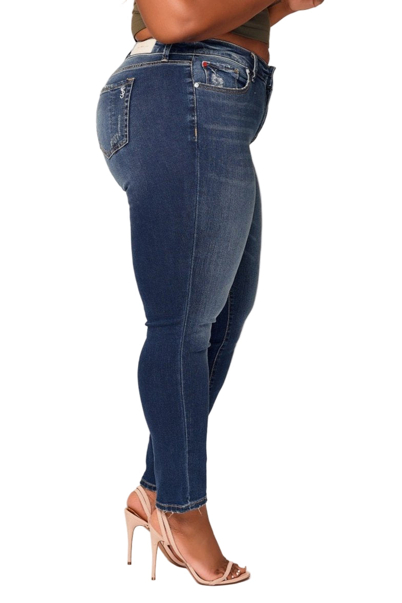 Denim Mid Rise Slim in 30" Inseam - River - SLINK JEANS