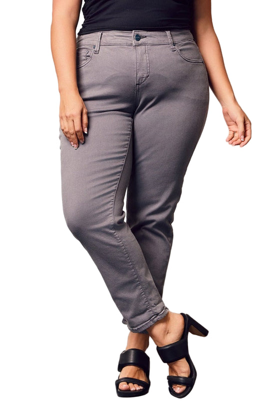 Color Mid Rise Boyfriend pants in rolled 25.5" Inseam - Grey