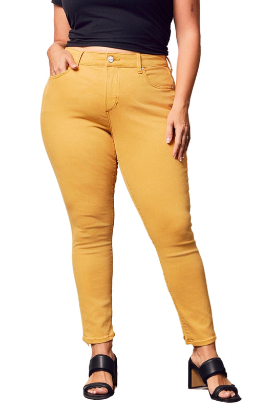 Color high rise skinny in 28" inseam ankle length - Golden Yellow