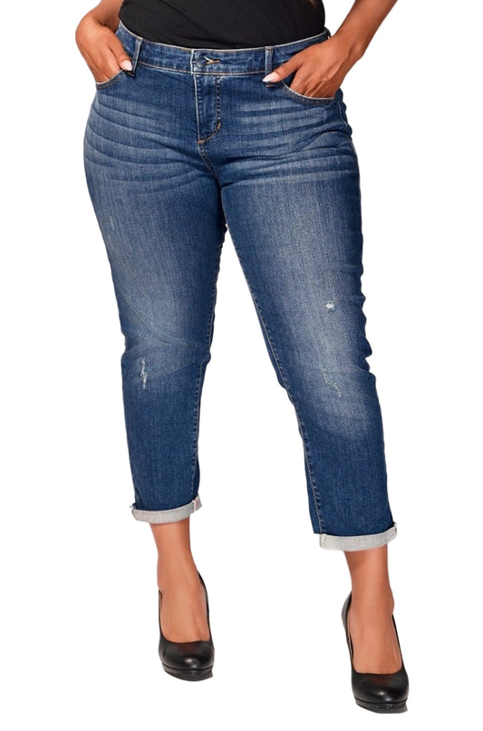 Denim Mid Rise Boyfriend in rolled 25.5" Inseam - Ellie