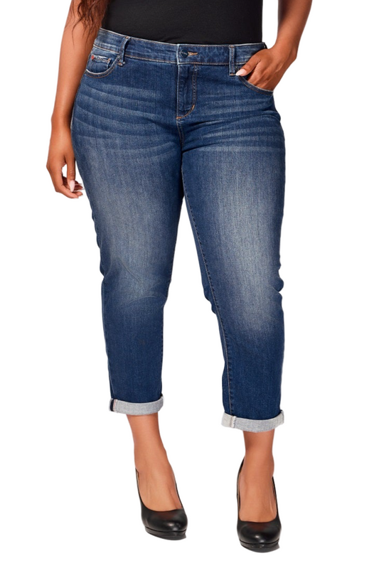 Denim Mid Rise Boyfriend in rolled 25.5" Inseam - Eleanor
