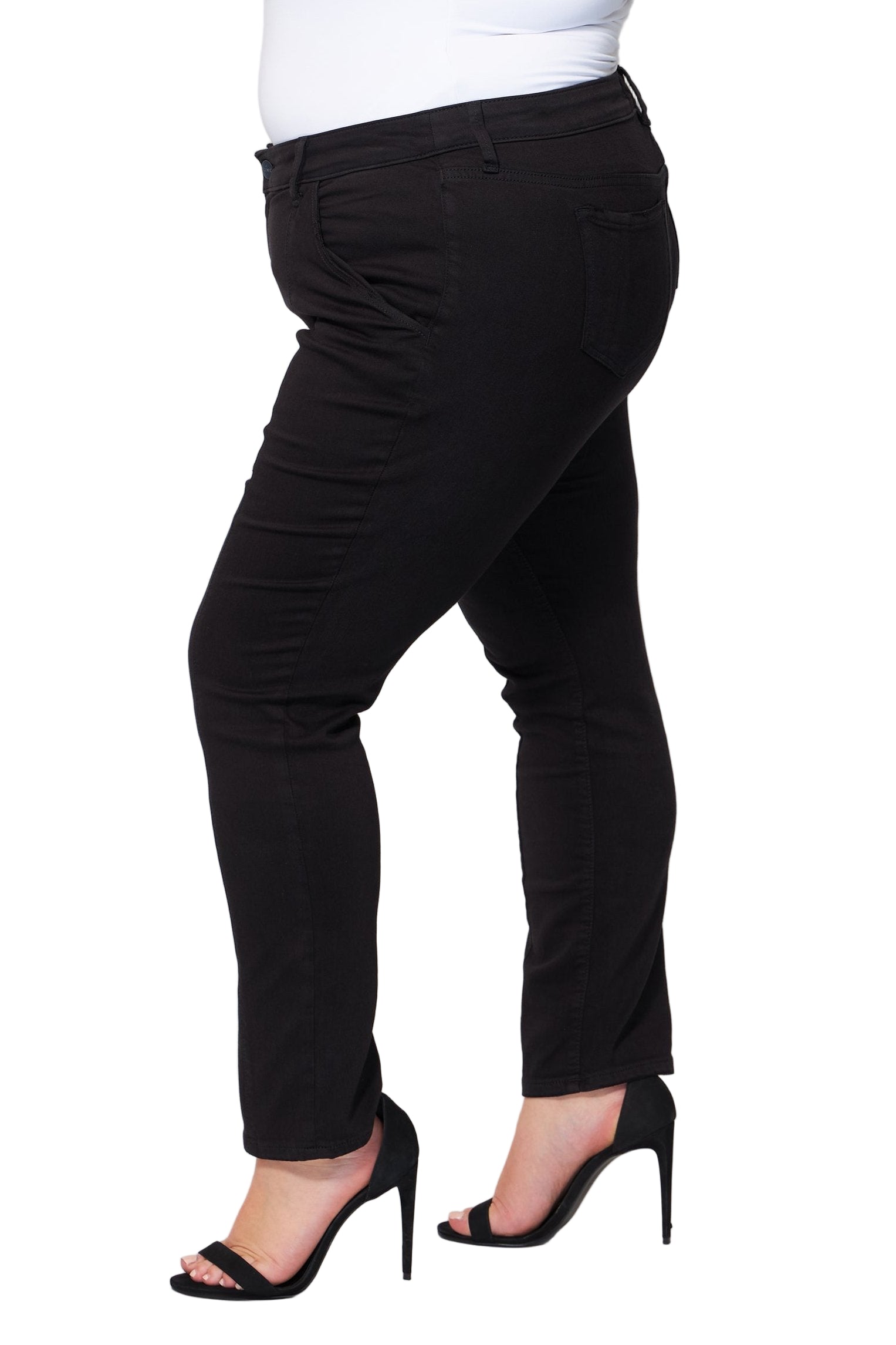 Color Mid Rise straight leg in 30"inseam - Black - SLINK JEANS