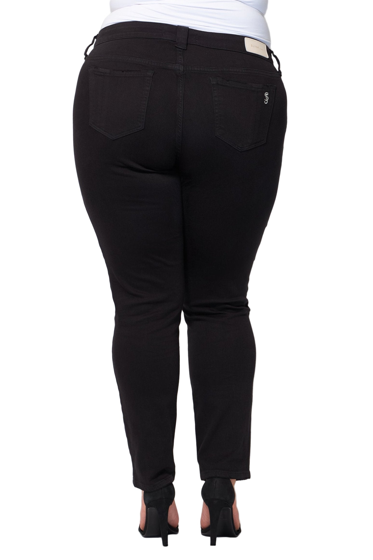 Color Mid Rise straight leg in 30"inseam - Black - SLINK JEANS