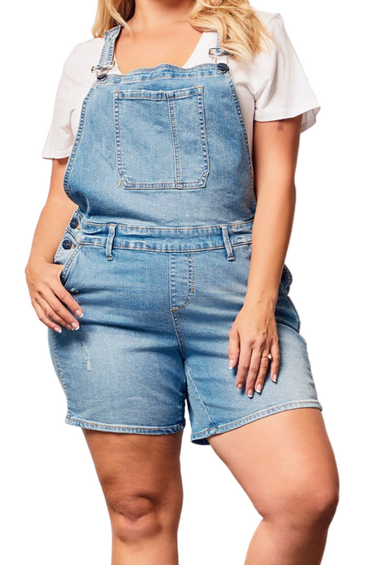 Denim short overall bibs in 5.5" inseam - Sophie - SLINK JEANS