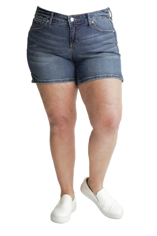 Denim shorts mid rise with side vents in 5.5" Inseam - Nora - SLINK JEANS