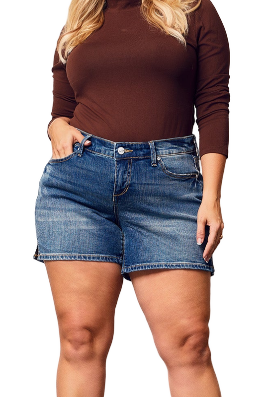 Denim shorts mid rise with side vents in 5.5" Inseam - Willow - SLINK JEANS