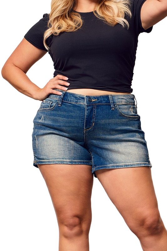 Denim shorts with side vents in 4.5" Inseam - Ella - SLINK JEANS
