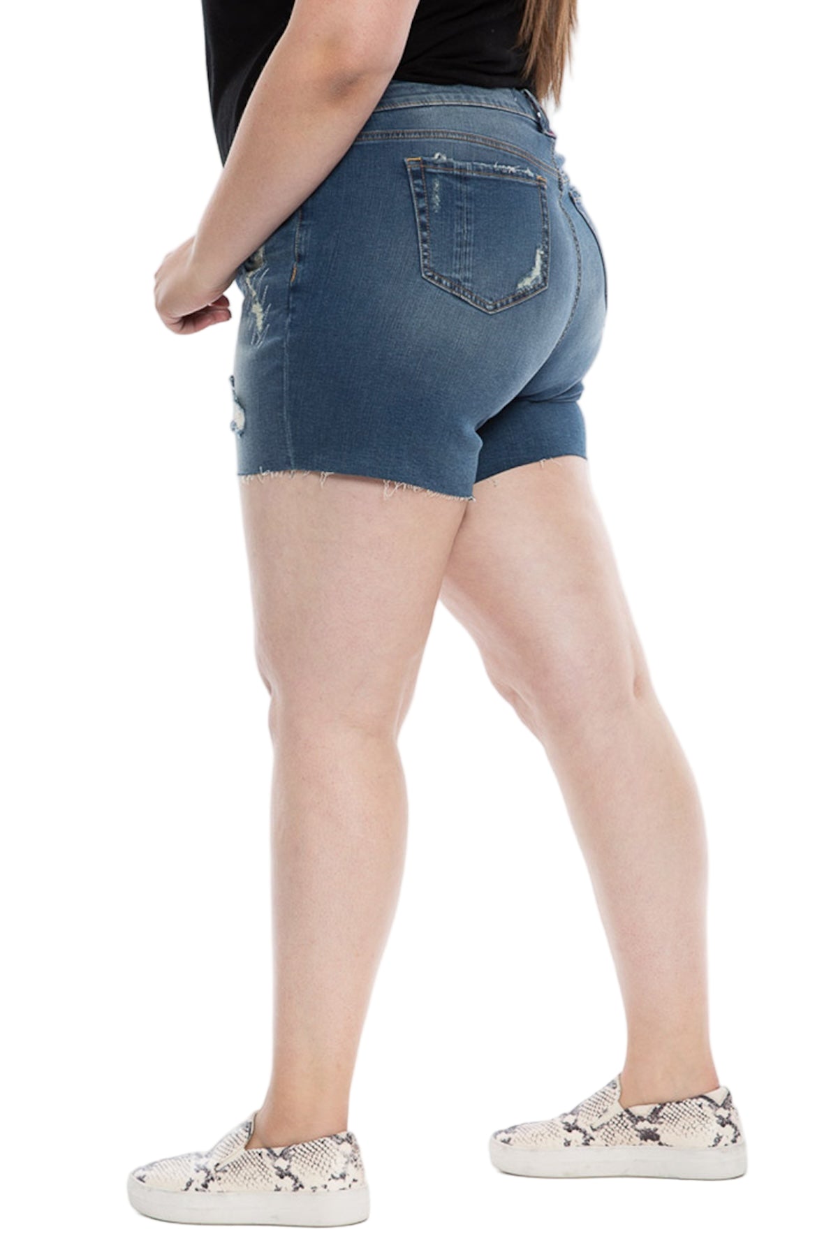 Denim Mid Rise Shorts in 5.5" inseam - Crystal - SLINK JEANS