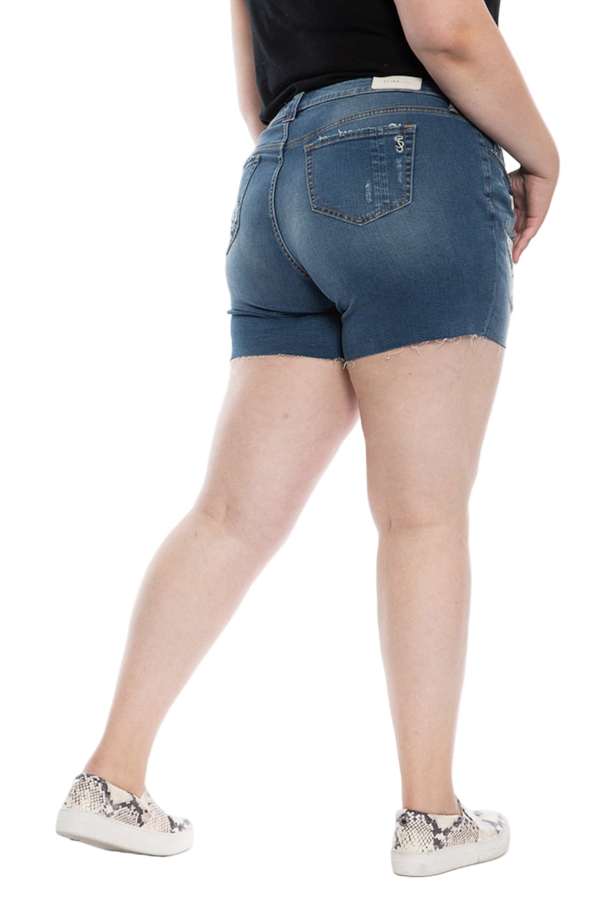 Denim Mid Rise Shorts in 5.5" inseam - Crystal - SLINK JEANS