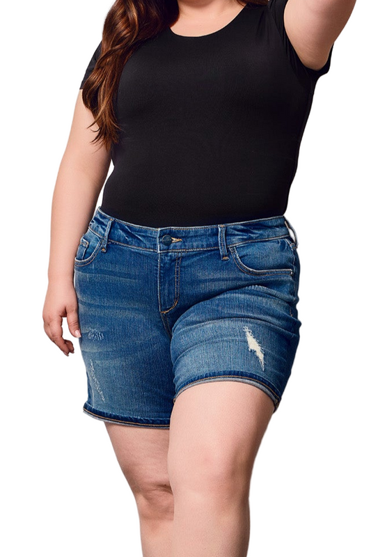 Denim rolled shorts in 5.5" Inseam - Lucy - SLINK JEANS