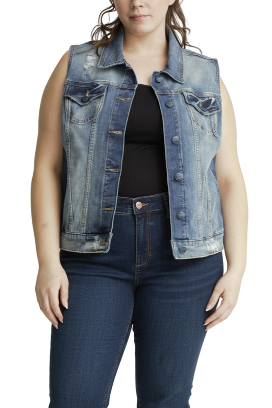 Denim Vest 25" Length - Audrey