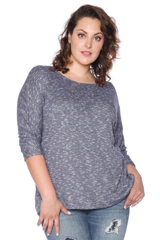 Half Sleeve Scoop Neck Tee in Marble color - Marine