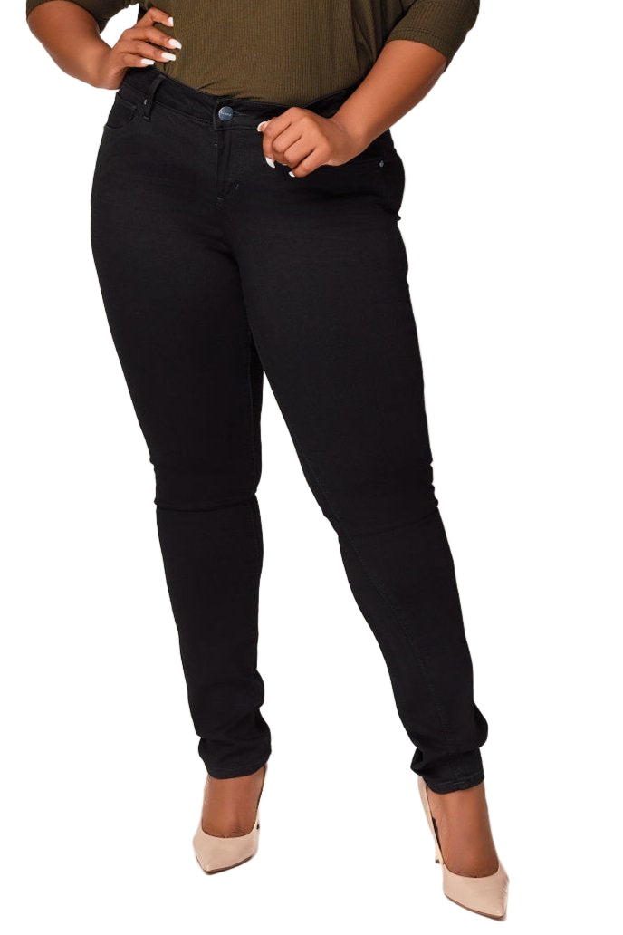 Color Mid Rise Skinny in 32" inseam - Solid Black - SLINK JEANS