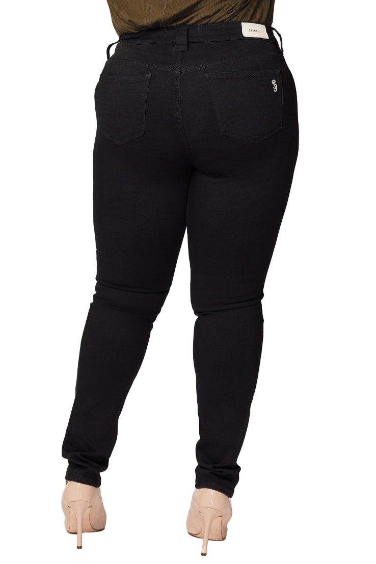 Color Mid Rise Skinny in 32" inseam - Solid Black - SLINK JEANS