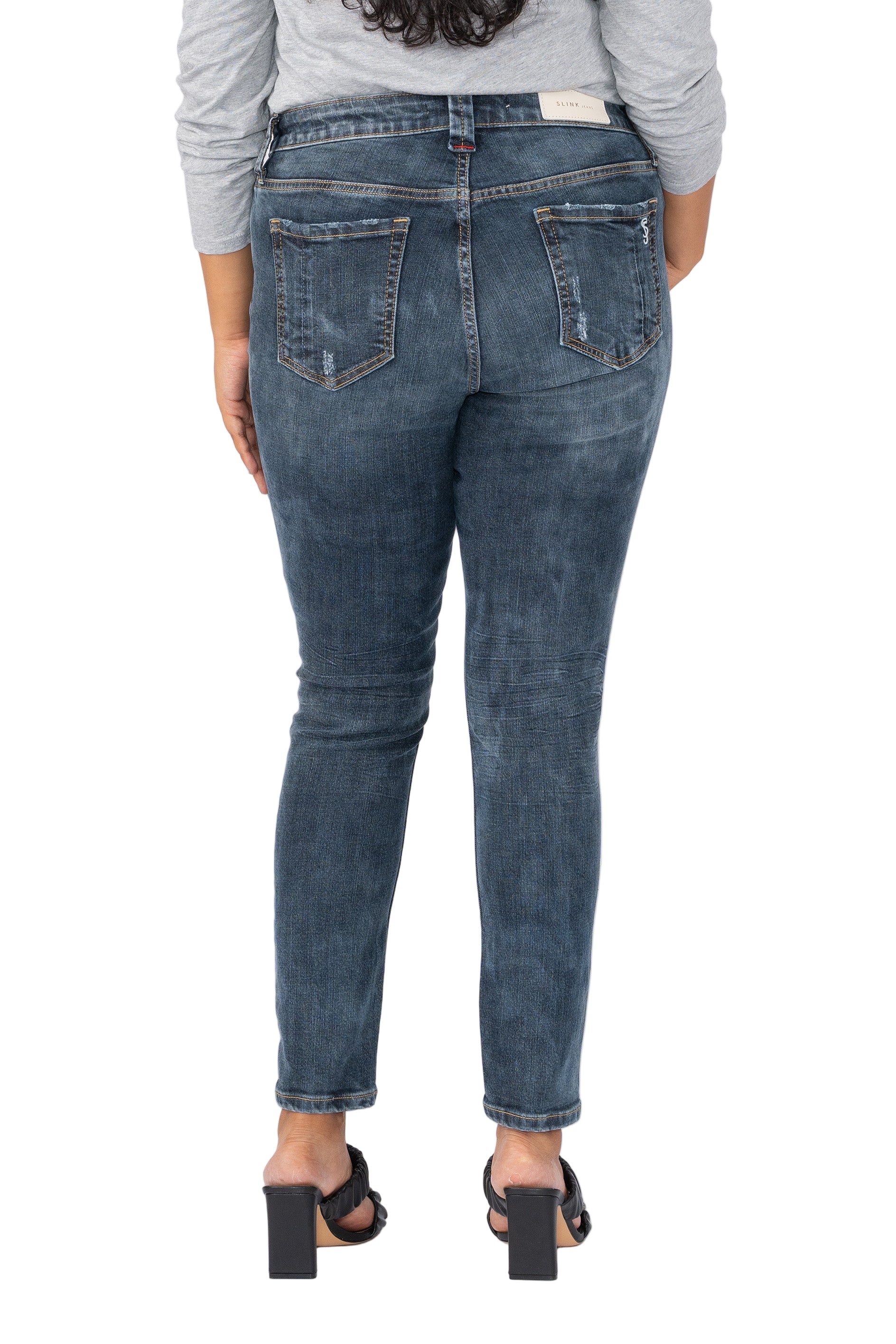 Denim High Rise Ankle Skinny in 28" inseam - Emory - SLINK JEANS