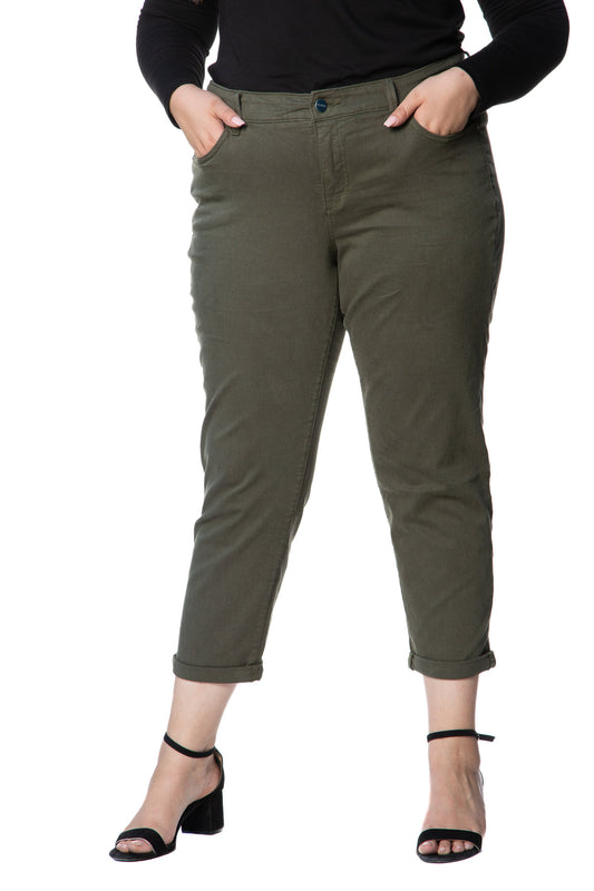 Mid Rise Boyfriend - Bronze Green - SLINK JEANS