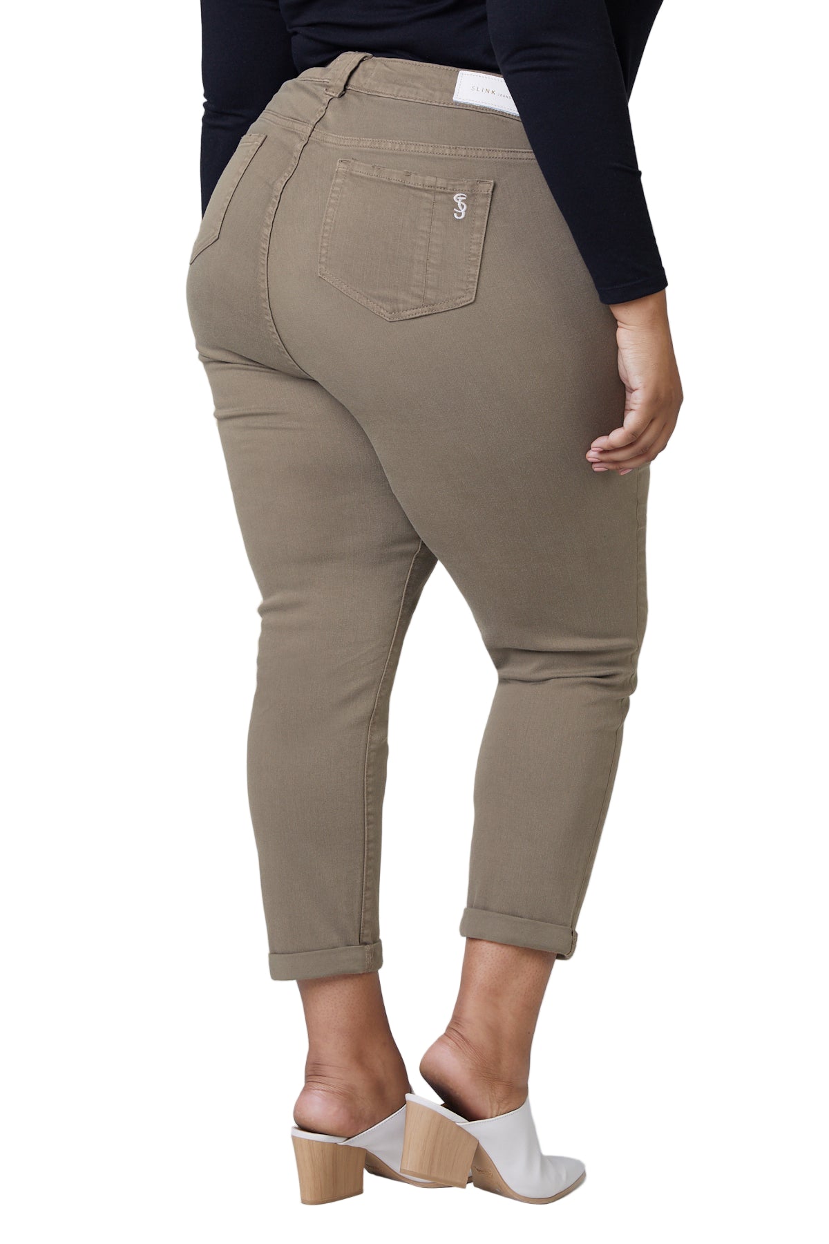High Rise Boyfriend - Dark Olive - SLINK JEANS