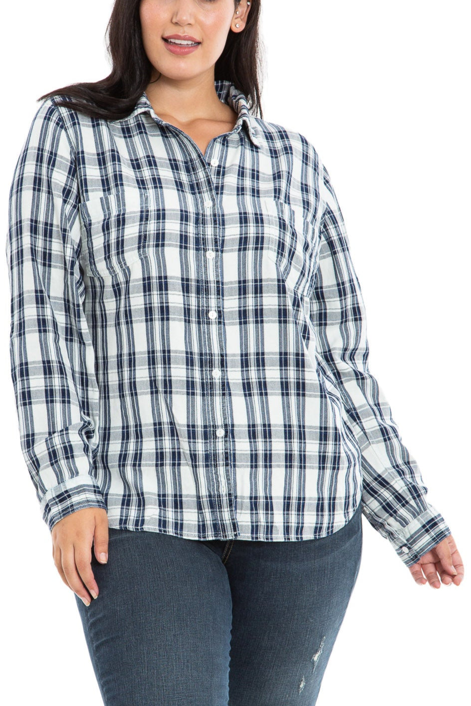 EXS007639 PLAID SHIRT WHT WHITE - SLINK JEANS