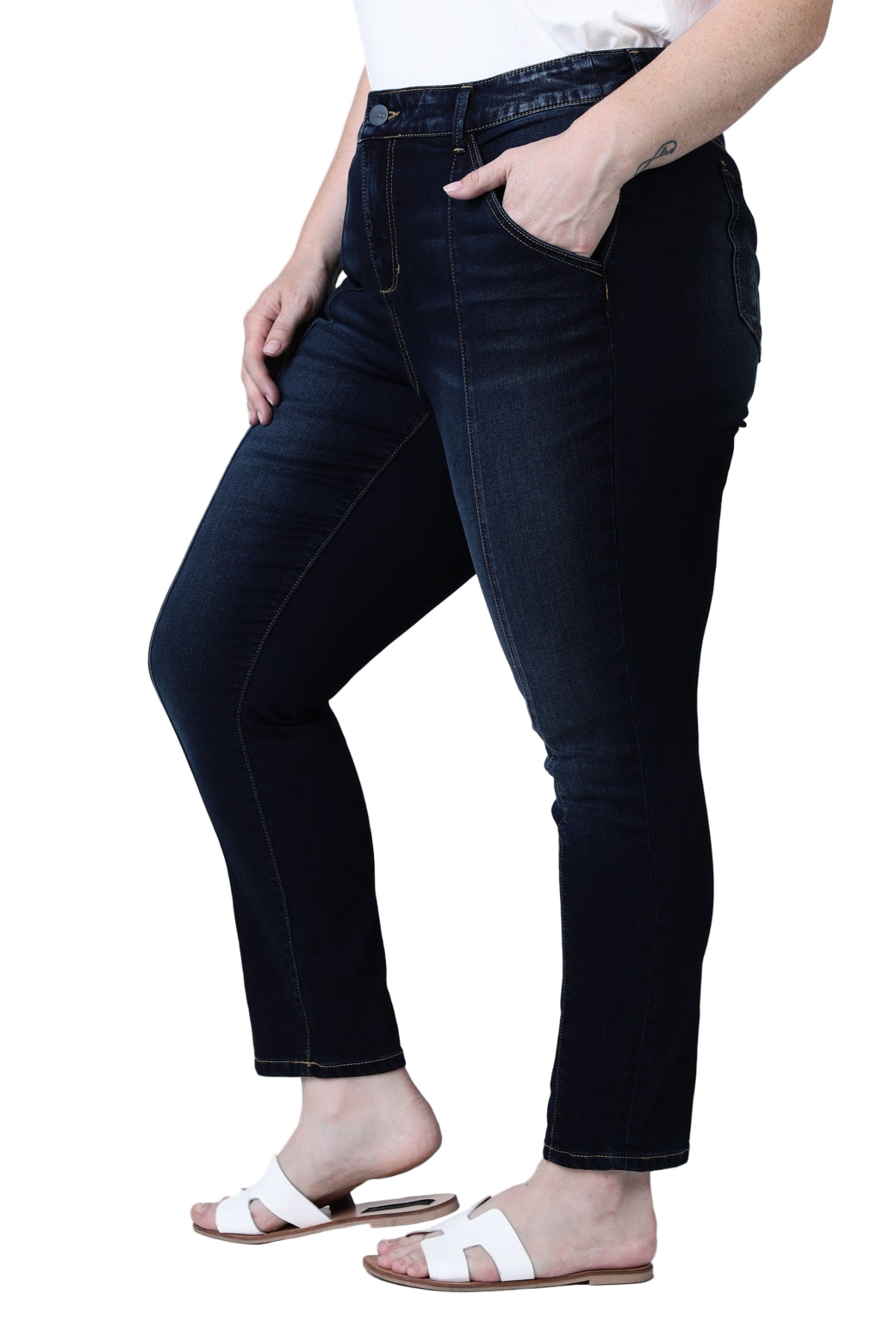 Pintuck High Rise Ankle - Brandy - SLINK JEANS