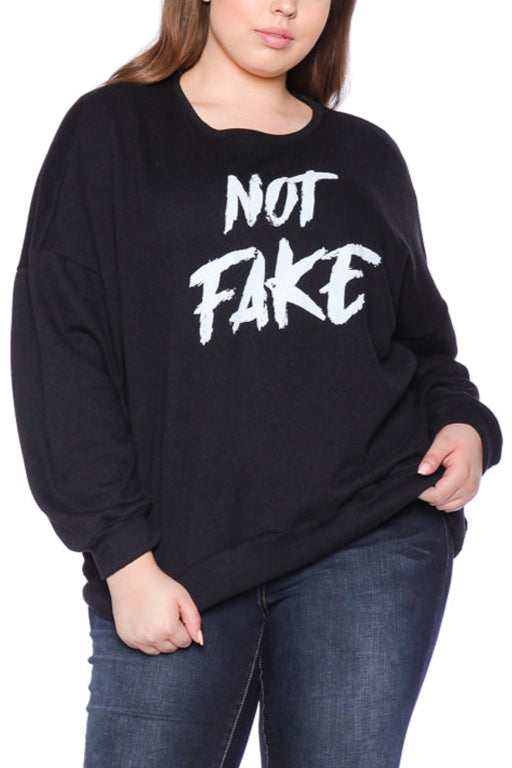 Not Fake Crewneck - BLACK - SLINK JEANS