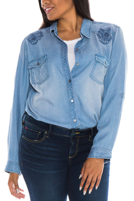 Western Shirt With Paisley Embroidery - ALICIA - SLINK JEANS