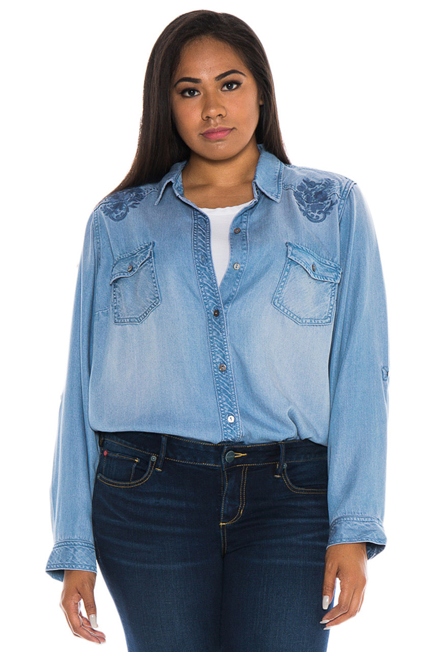 Western Shirt With Paisley Embroidery - ALICIA - SLINK JEANS