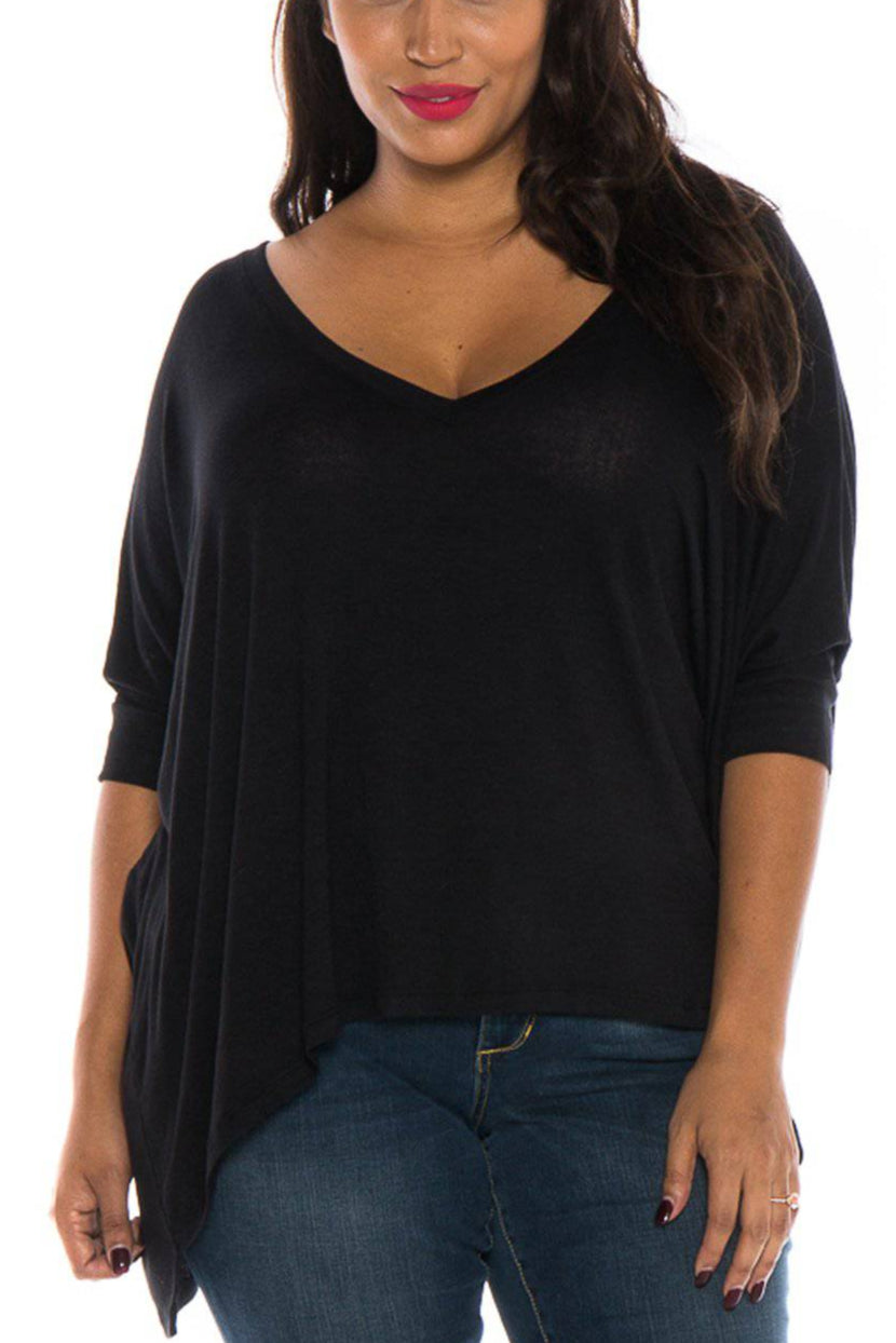 Oversized V-Neck Top - SLINK JEANS