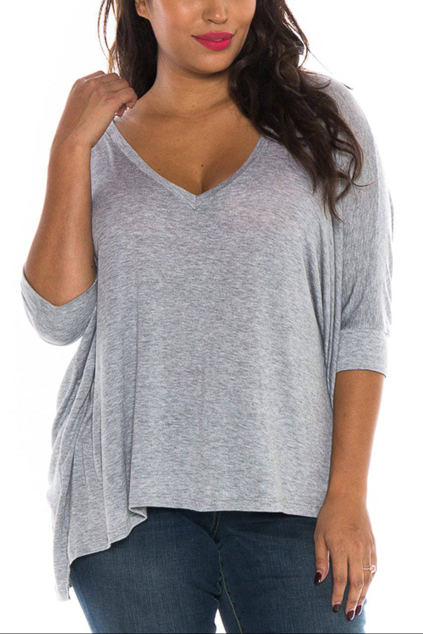 Oversized V-Neck Top - SLINK JEANS