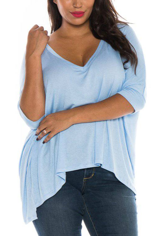 Oversized V-Neck Top - SLINK JEANS