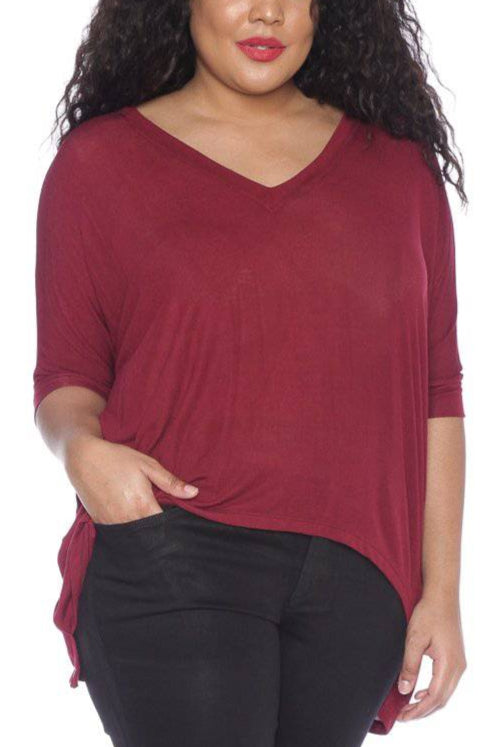 Oversized V-Neck Top - SLINK JEANS