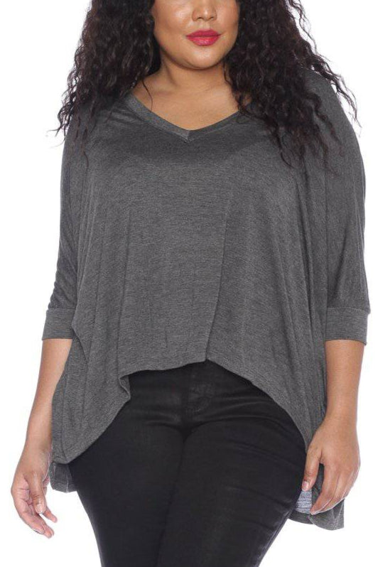 Oversized V-Neck Top - SLINK JEANS