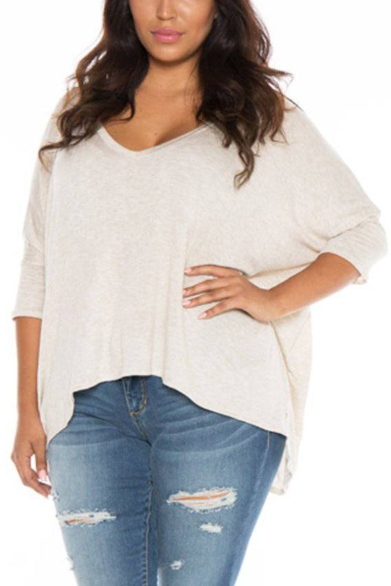 Oversized V-Neck Top - SLINK JEANS